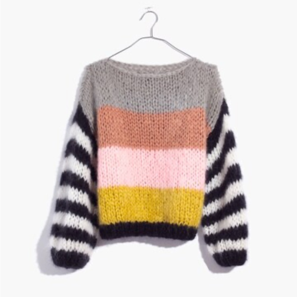 Maiami Mohair Knit Striped Sweater